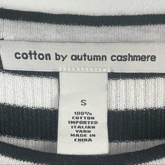 AUTUMN CASHMERE Striped Scallop Edge Ribbed Baby Tee.  Size S - Picture 10 of 13